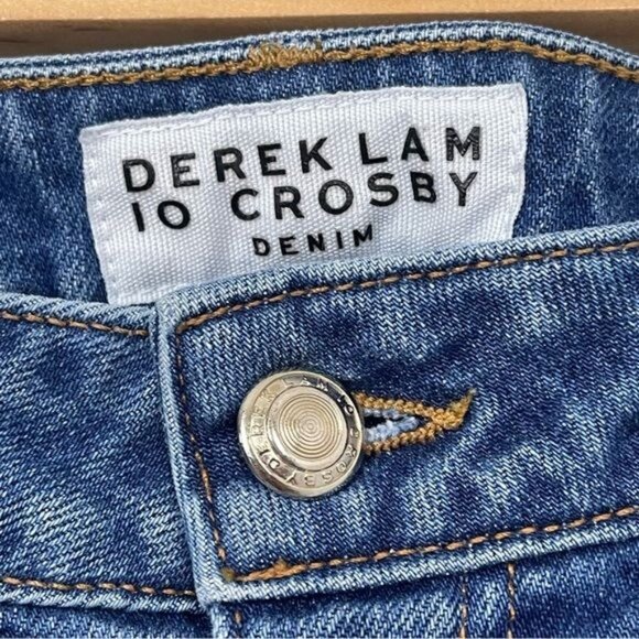 Derek Lam 10 Crosby Mila Mid-Rise Girlfriend Patchwork Released Hem Jeans 28 - Picture 8 of 10